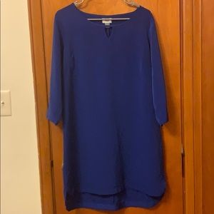 Royal blue high-low 3/4 sleeve slip dress